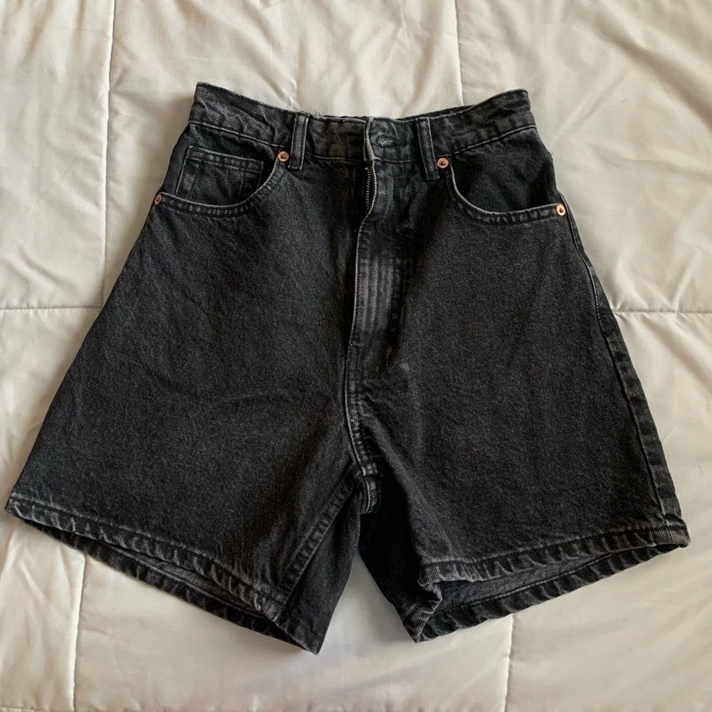 Zara High Waist Black Denim Shorts